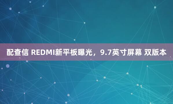 配查信 REDMI新平板曝光，9.7英寸屏幕 双版本