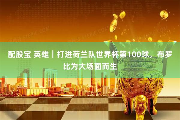 配股宝 英雄|打进荷兰队世界杯第100球,布罗比为大场面而生